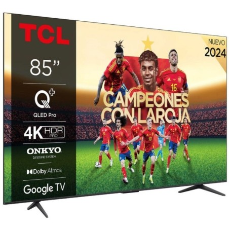 TCL 85" 85C655 QLED 4K Quad Core, Smart TV, DVB-T2 (H.265), Brushed titanium metal front